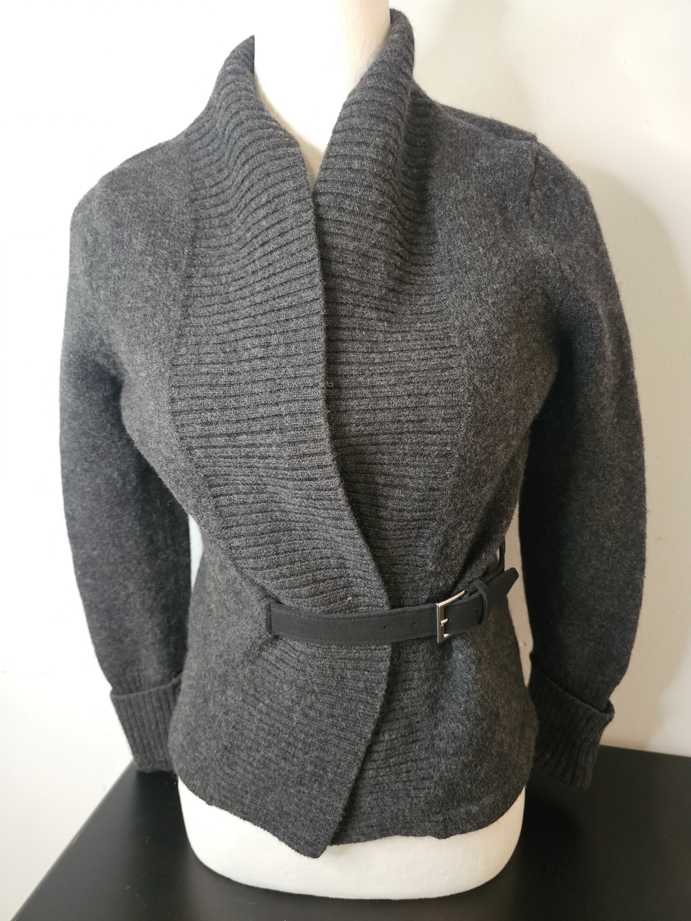 Carole Little Charcoal Gray Merino Wool Sweater